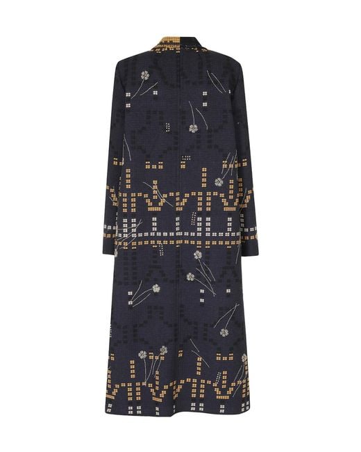 Forte_forte Black Geometric-Pattern Jacket With Fringed Edges