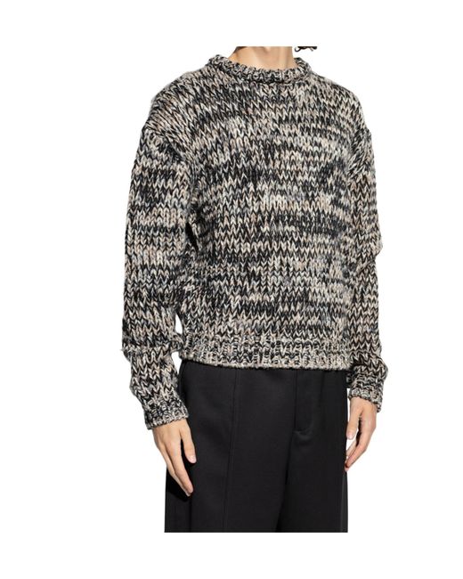 Lemaire Gray Textured Wool Sweater for men