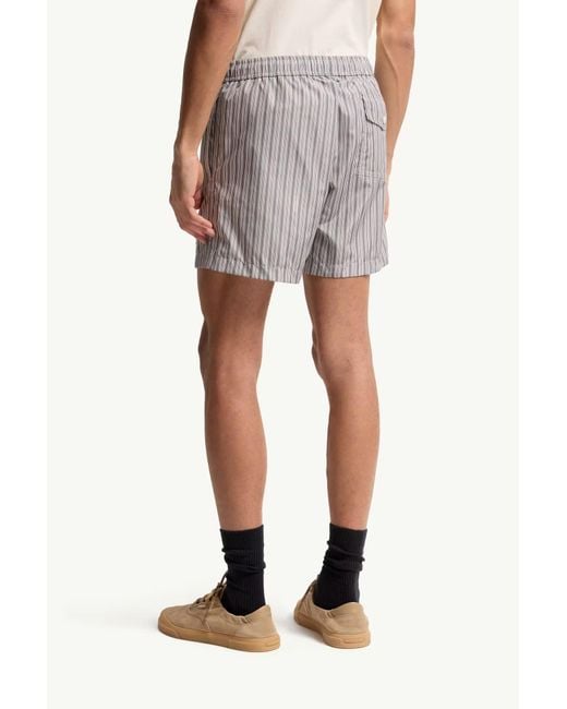 Moncler Gray Drawstring Striped Swim Shorts for men