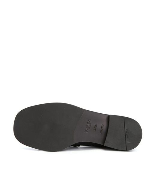 Prada Black Triangle-Logo Leather Loafers