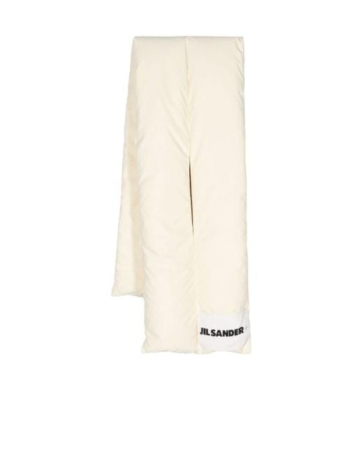 Jil Sander White Logo-Patch Padded Scarf for men