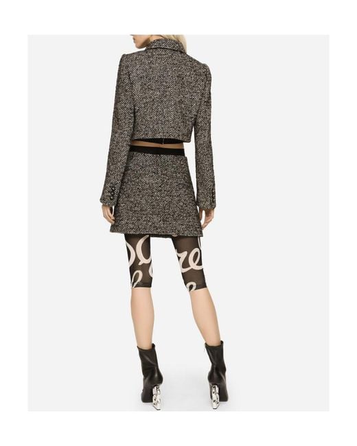 Dolce & Gabbana Green Tweed Cropped Button-Up Jacket