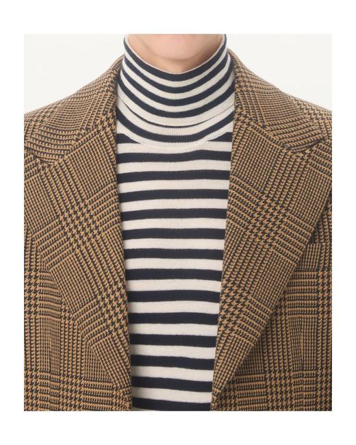 Valentino Brown Single-Breasted Wool Jacket With Glen Plaid Pattern for men
