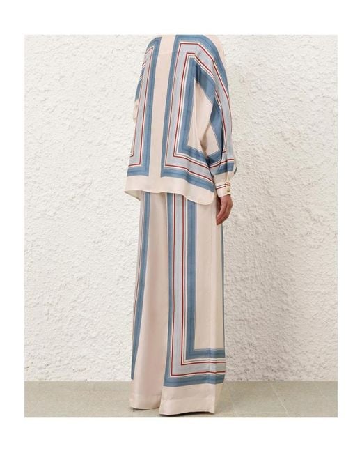Zimmermann Blue Geometric Print Wide-Leg Pants