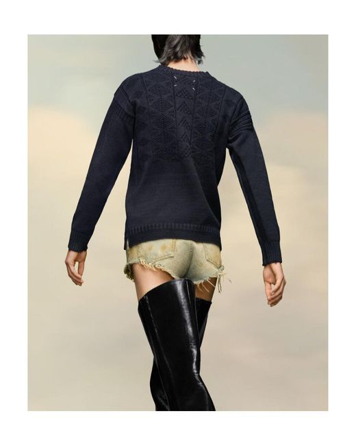 Maison Margiela Black Textured Knit Sweater for men