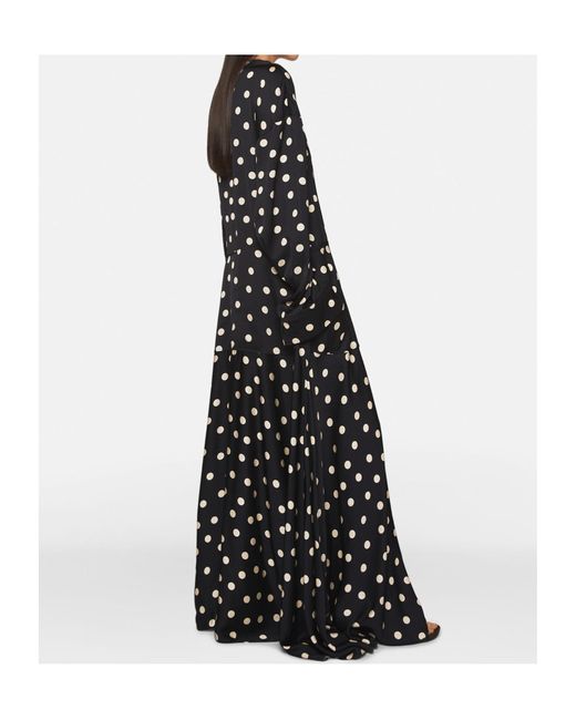 Stella McCartney Black Long-Sleeved Polka Dot Extra-Long Dress