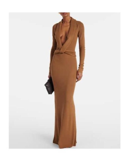 AYA MUSE Brown Pleated Knitted Dress