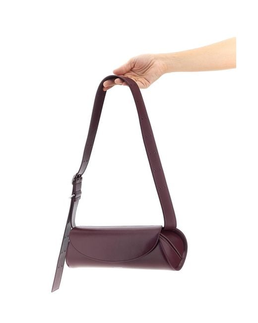 Jil Sander Purple Cannolo Logo Stamped Small Shoulder Bag