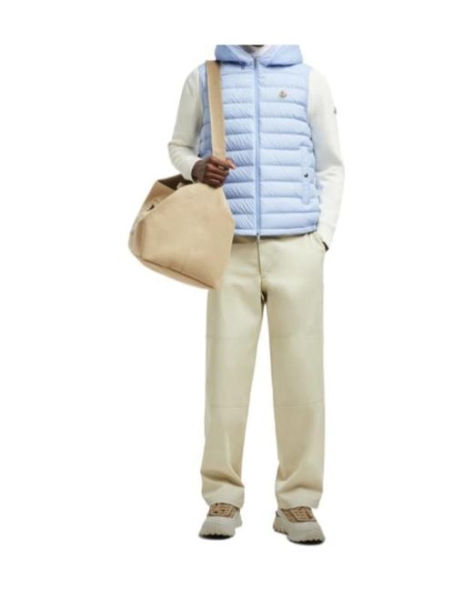 Moncler Blue Bourget Hooded Down Vest for men