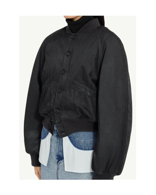 MM6 by Maison Margiela Black Raglan-Sleeved Bomber Jacket