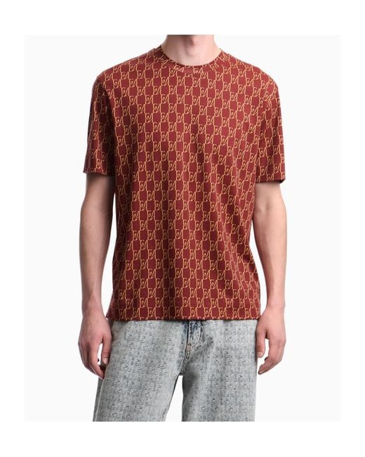 Emporio Armani Red Logo-Print T-Shirt for men
