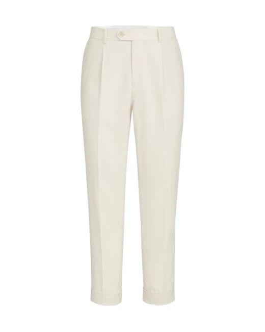 Brunello Cucinelli White Sea Island Cotton Narrow Wale Corduroy Trousers With Pleat for men