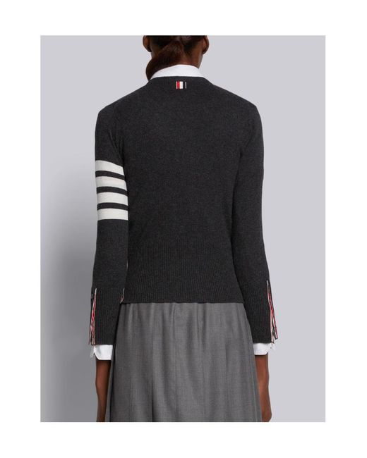 Thom Browne Black 4-Bar Striped Buttoned Cardigan