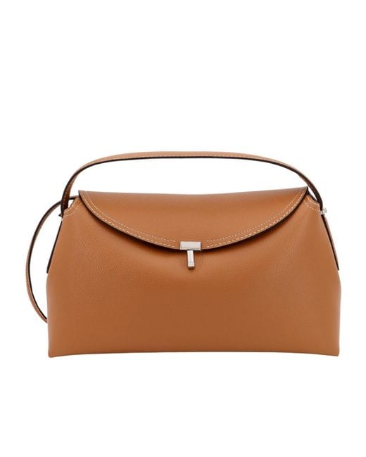 Totême Brown Totême Logo Plaque Foldover Top Handle Bag