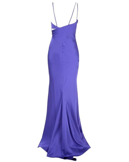 The Attico Purple The Melva Asymmetrical Maxi Dress