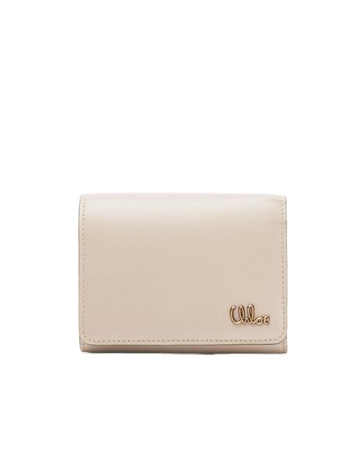 Chloé Natural Small Chloé Iconic Tri-Fold With Coin Pocket