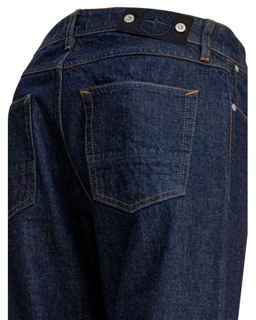 Stone Island Blue Belt-Loop Jeans for men