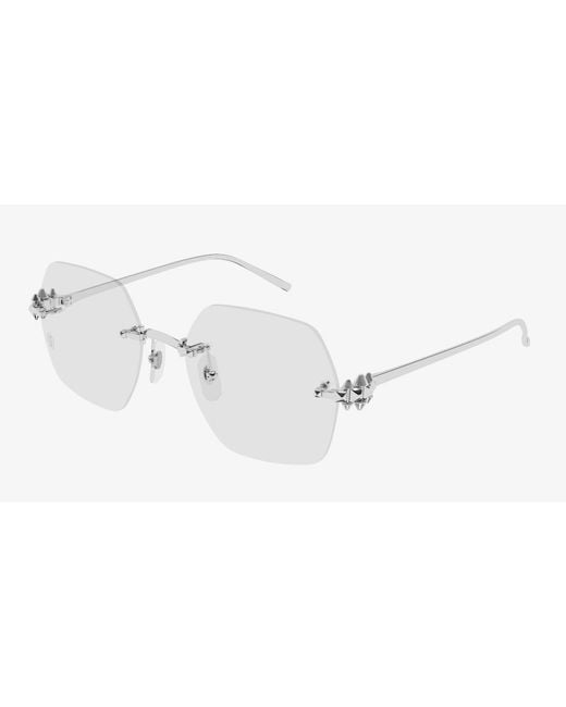 Cartier White Geometric Frame Glasses for men