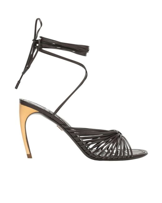Ferragamo Black Strap-Up High-Heeled Sandals