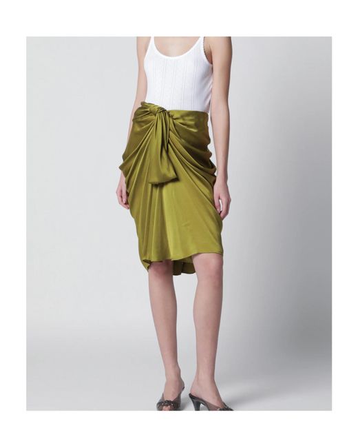 Chloé Green Draped Silk Skirt