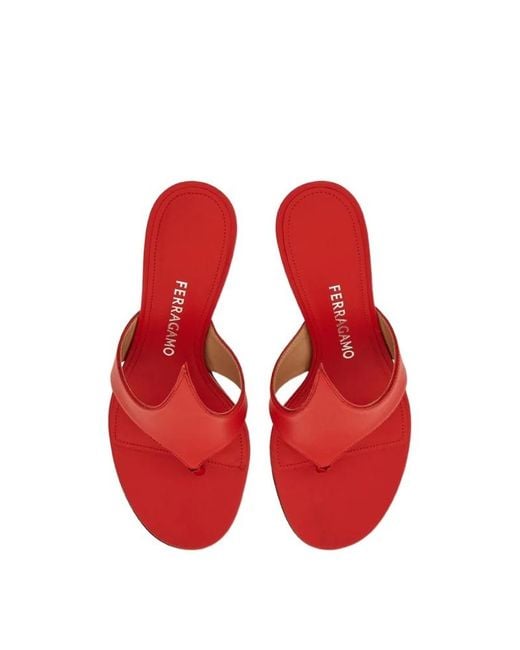 Ferragamo Red Ferragamo Thong Heel Sandals