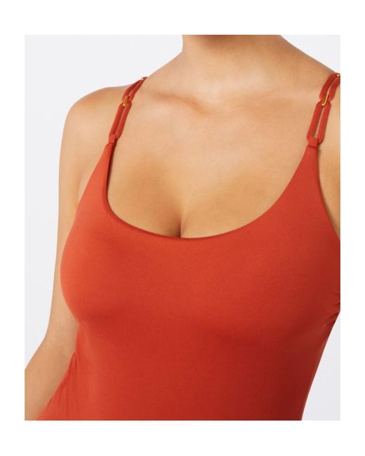 Max Mara Red Jersey Racer-Back Swimsuit