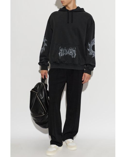 AllSaints Black Helvette Graphic Hoodie for men