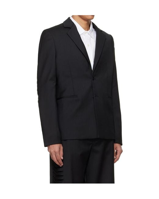 HELIOT EMIL Blue Vibraxis Long-Sleeved Wool Blazer for men