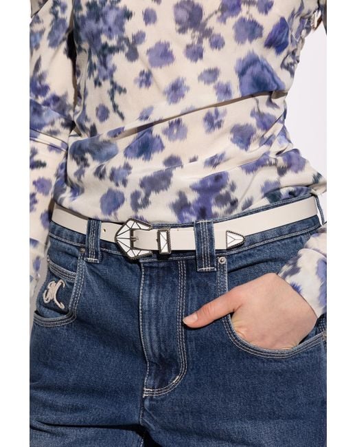 Isabel Marant White Coraline Geometric Buckle Belt