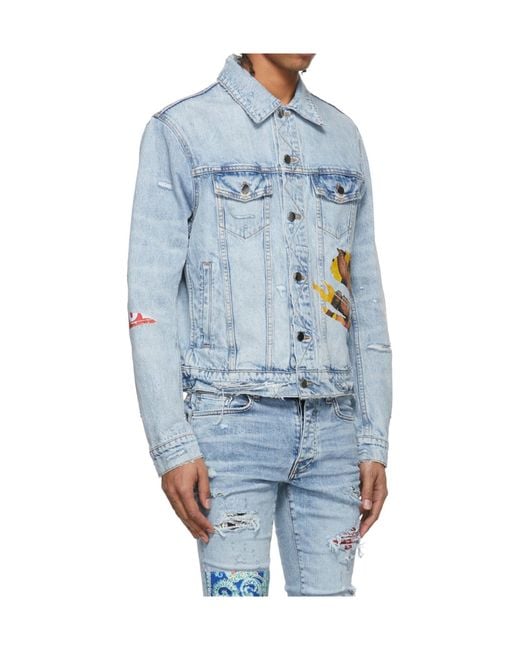 Amiri Blue Long-Sleeved Denim Coat for men