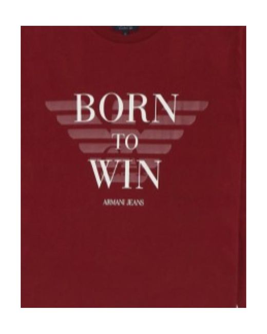 Armani Jeans Red Logo Long-Sleeved T-Shirt for men