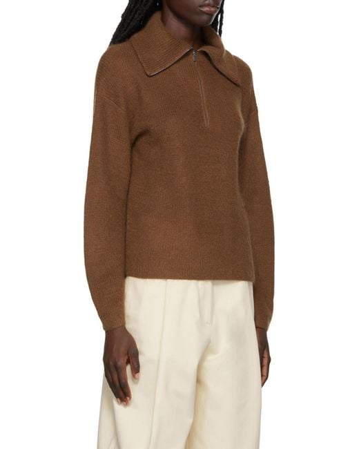 Vince Brown Half-Zip Pullover Jumper