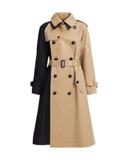 Sacai Natural Cotton Blend Gabardine Long Trench Coat