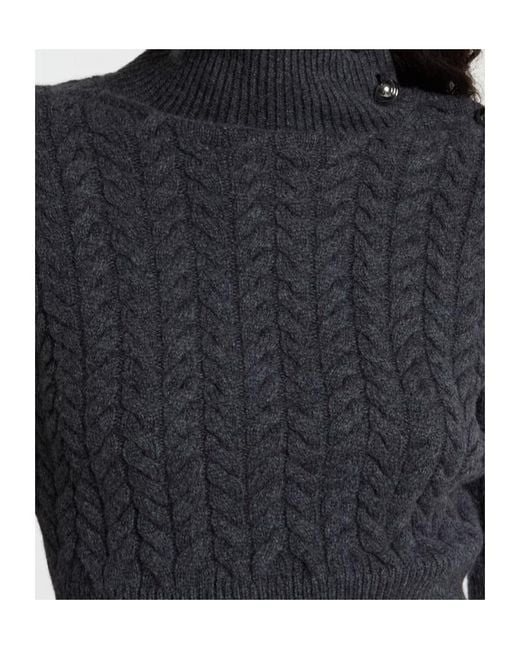 Patou Blue Cable-Knit Long-Sleeved Sweater