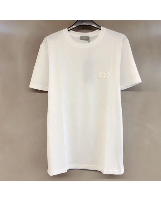 Dior White Homme Logo Detailed Crewneck T-Shirt for men