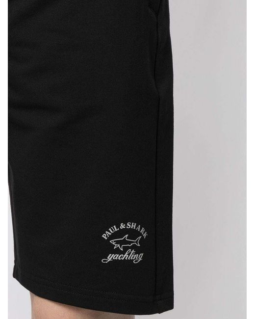 Paul & Shark Black Logo Print Track Shorts for men