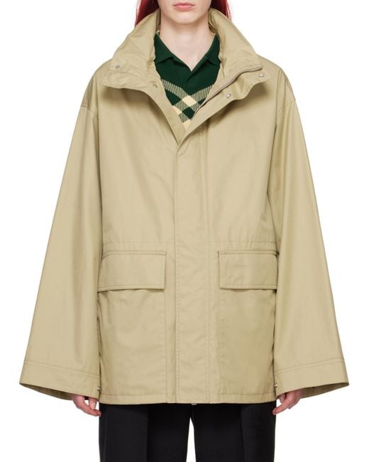 Burberry Natural Ekd-Embroidered High-Neck Jacket for men