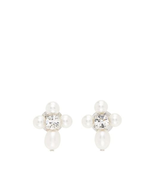 Simone Rocha White Pearl Crystal Earrings