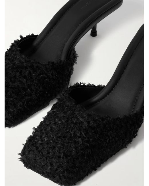 St. Agni Black Square-Toe Mules