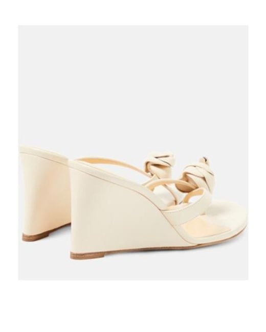 Magda Butrym Natural Floral-Appliqué Leather Wedge Sandals