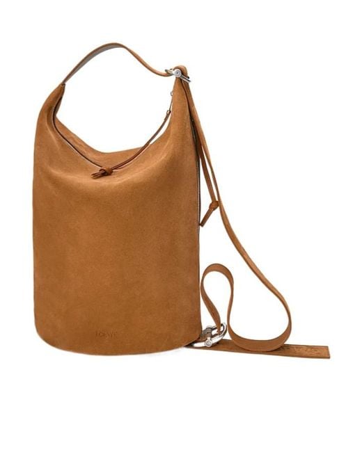 Loewe Brown Loop Buckle-Detail Suede Shoulder Bag for men