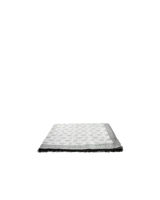 Emporio Armani White Logo Shawl
