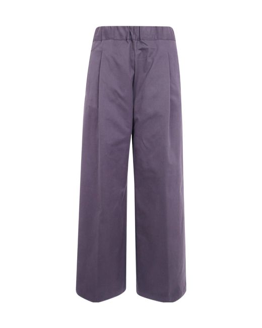 Semicouture Purple Pleated Wide-Leg Pants