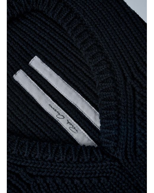Rick Owens Blue Ribbed Knit Balaclava
