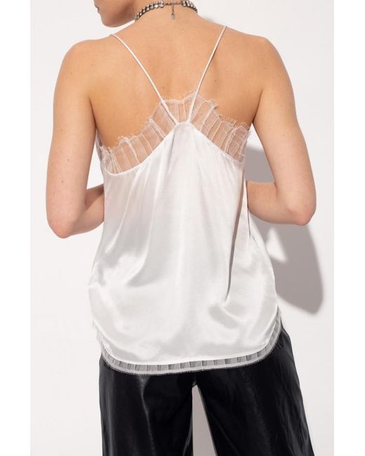 IRO White Glistening Lace-Embellished Top