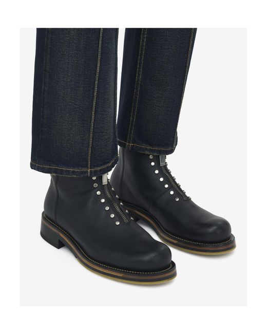 McQueen Black Studded Zip-Detailed Ankle Boots for men