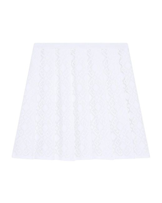 Givenchy White Monogram 72 Jacquard Pleated Mini Skirt