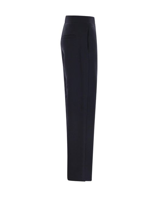 Max Mara Blue Pompeo Logo Embroidered Trousers