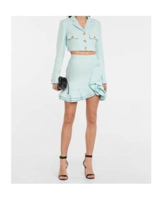 Giambattista Valli Green Ruffle-Trimmed Crêpe Miniskirt