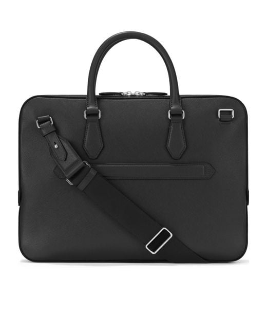 Montblanc Black Logo-Plaque Leather Laptop Bag for men